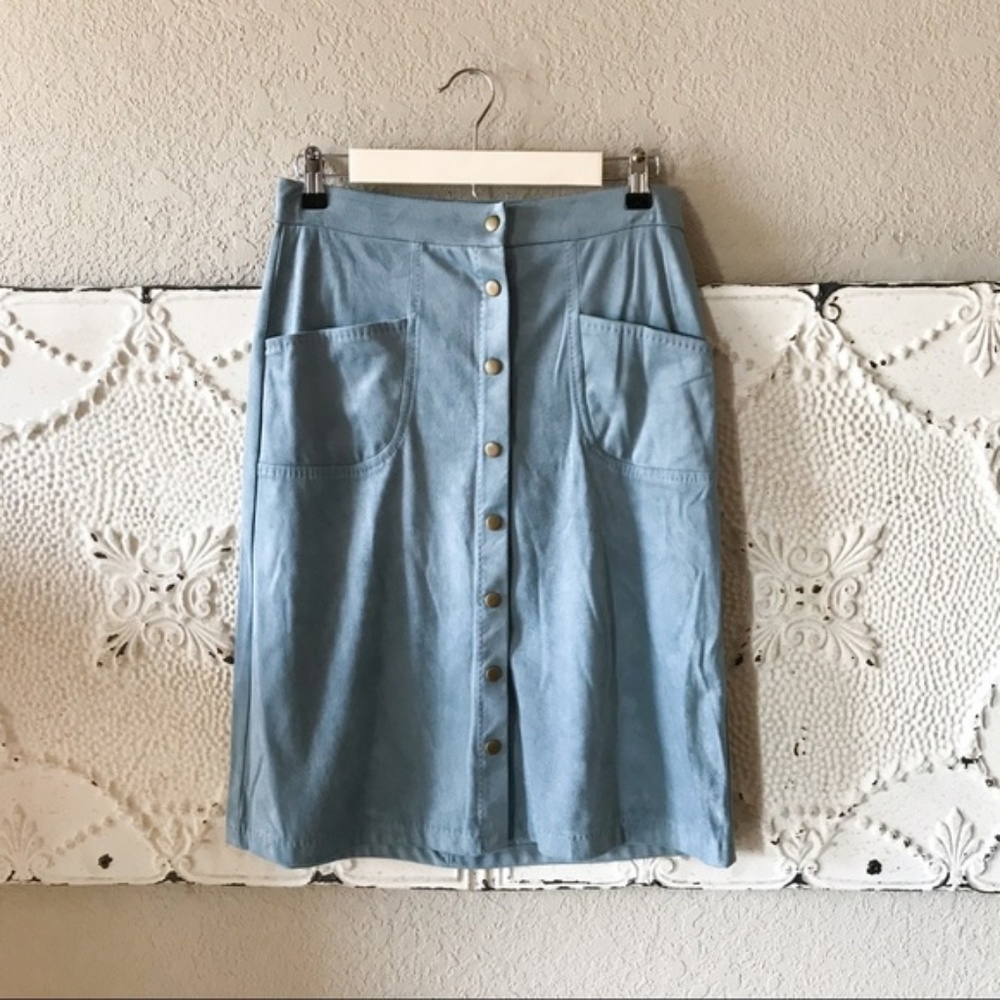 {Sophie Max} Blue Midi A-Line Skirt